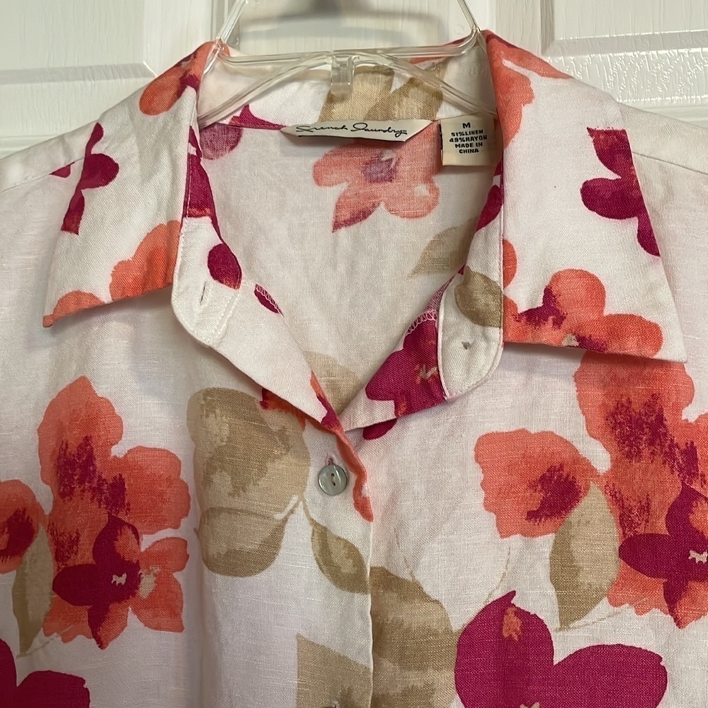 FRENCH LAUNDRY Floral Button Down Collared Blouse, Women’s M, Multicolor - Picture 5 of 7